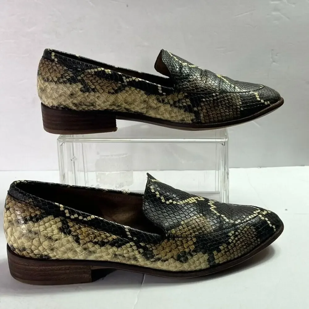 Madewell Shoes Womens 9 Brown Frances Loafer in Snake Print Embossed Leather